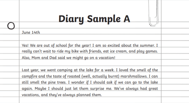 Sample Diary For Kids