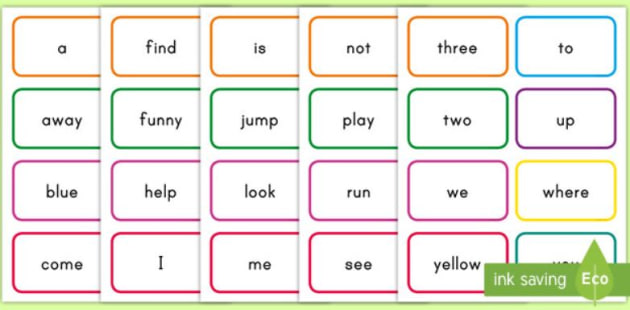 list of sight words for kindergarten