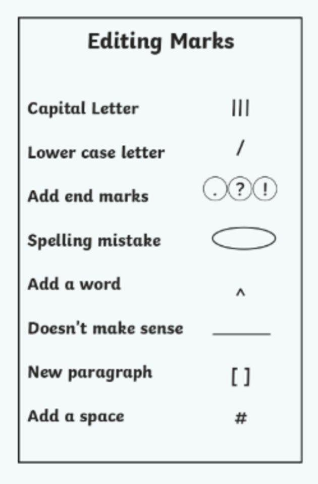 proofreading symbols for kids