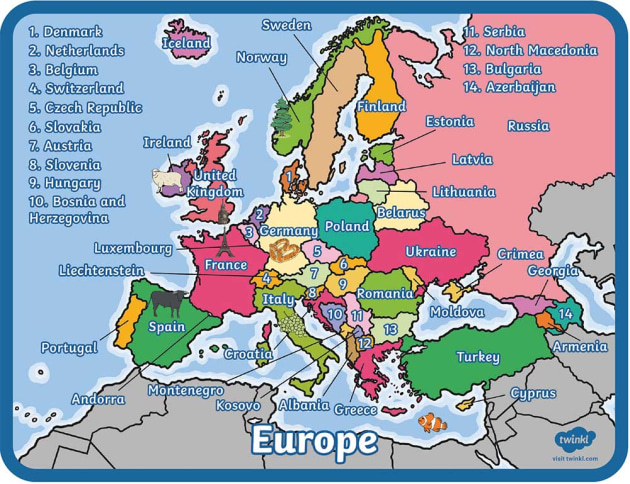 Europe Continent Map