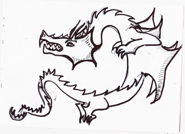 evil chinese dragon head art