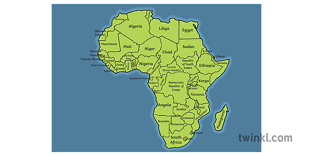 labeled physical map of africa