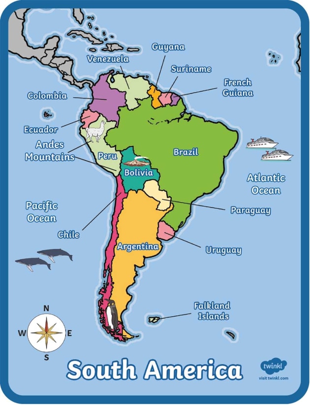 South American Continent Map
