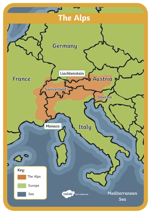 Alps Mountains World Map