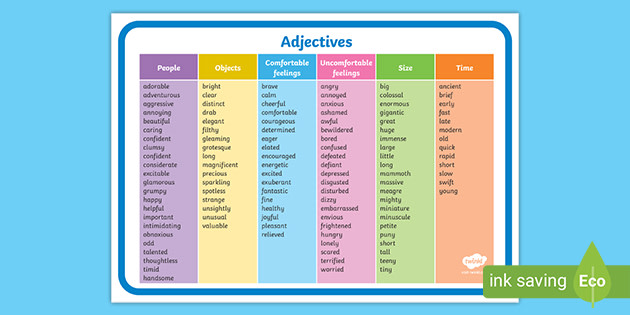 list of adjective clause words