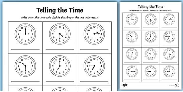 Learning time on the clock. Educational activity worksheet for