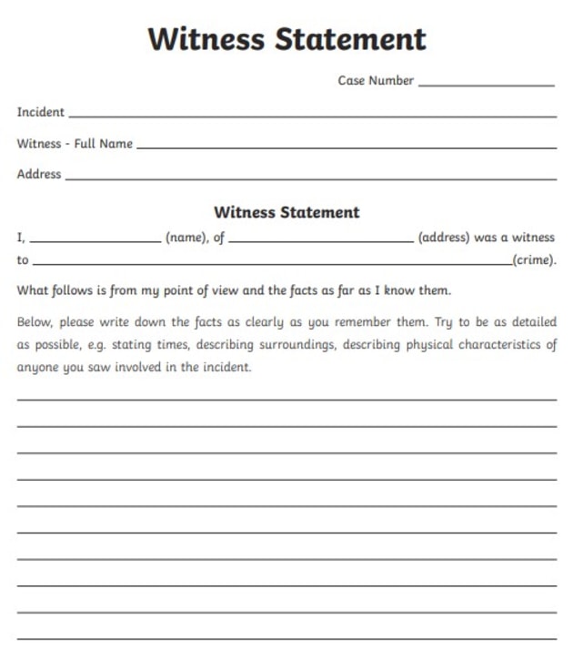 divorce witness statement sample