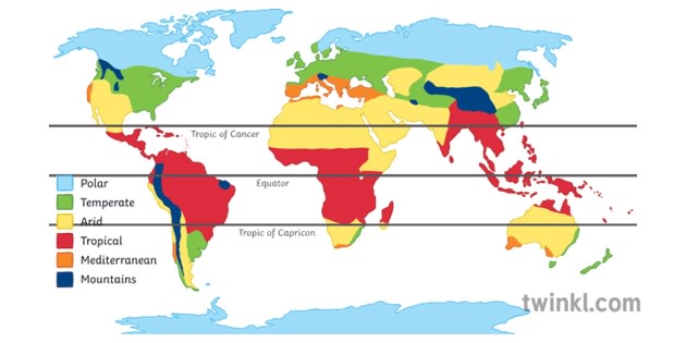 World Climate Zones Colour Map Geography Ks3 Ks4 Ver 1 