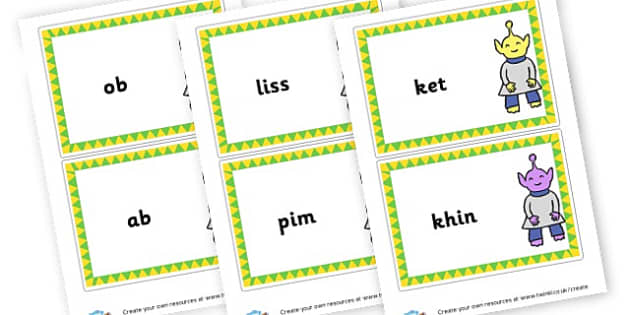 Phase 2 Nonsense Words Large Cards DFE Letters And Sounds Phonics Screening