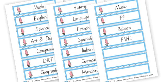 Class Subject Labels (Teacher-Made) - Twinkl