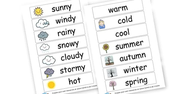 Weather Vocab Cards Teacher Made Twinkl