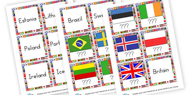 flags and countries (teacher made) - Twinkl