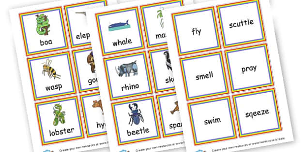 Match Animal to Action Game (teacher made) - Twinkl Match Animal to Action Game (teacher made) - Twinkl