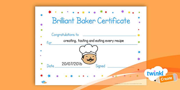 Baking certificate - Twinkl