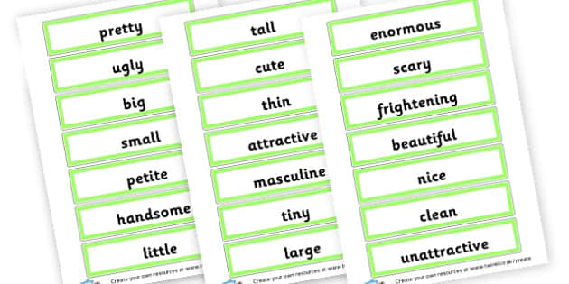 Adjectives Green Border Hecho Por Educadores Twinkl