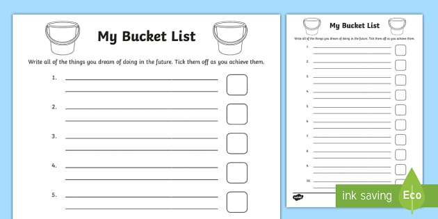 My Bucket List Worksheet - English Resources (teacher made)