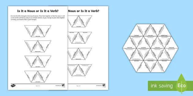 Is It a Noun or Is It a Verb? Tarsia Puzzle (teacher made)