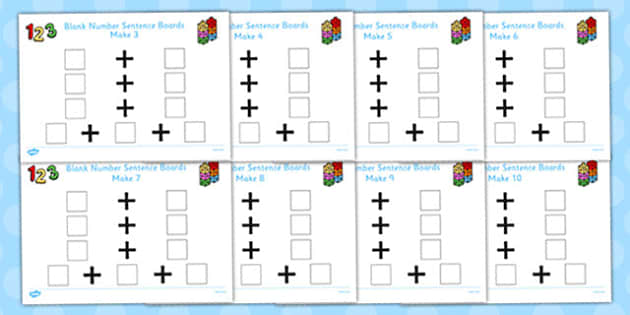 Blank Number Sentence Boards to 10 Pack (Teacher-Made)