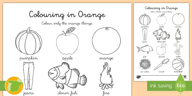 A1 Ficha de actividad: colorea anaranjado en inglés