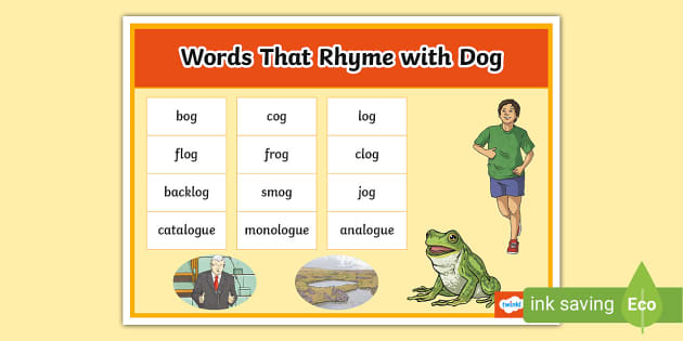 Word That Rhyme with Dog Word Mat (Teacher-Made) - Twinkl