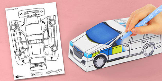 3D Police Car Paper Model Activity Crafts Cars Activities 3d-police-car-paper-model-activity-crafts-cars-activities
