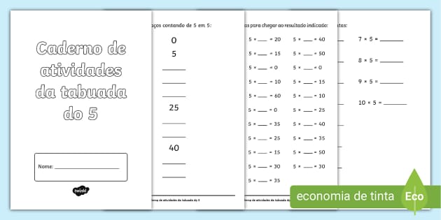 TABUADA - MATH TABLE - MULTIPLICATION - ( 5 X ) . Quiz