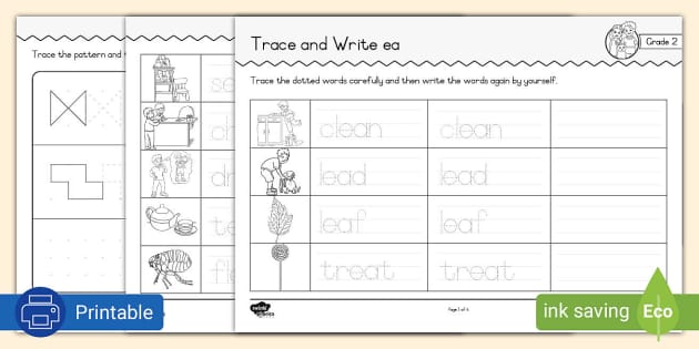 Grade 2 Phonics Trace and Write ea (teacher made) - Twinkl