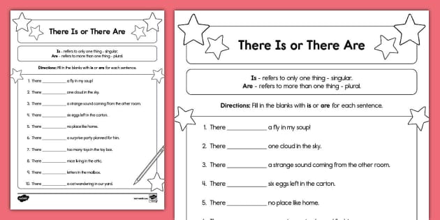 Second Grade There Is or There Are Grammar Worksheet