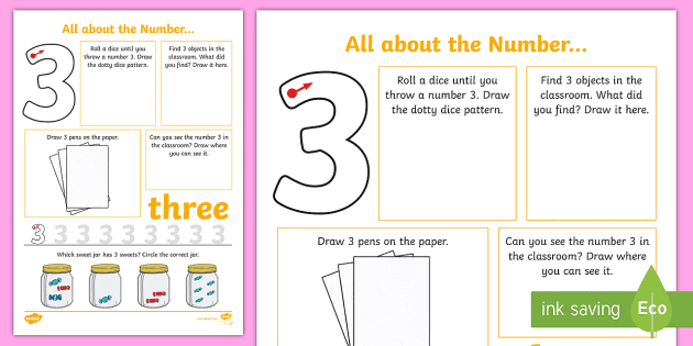 all about the number 3 worksheet teacher made