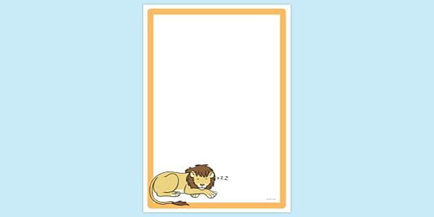 FREE! - Sleeping Lion Page Border | Page Borders - Twinkl