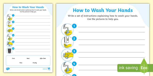 How to Wash Your Hands Instructional Writing Frame - Twinkl