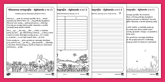 Dyktando Z Rz I ż Do Wydruku Wiosenna ortografia | Rz i ż | Dyktando - Twinkl