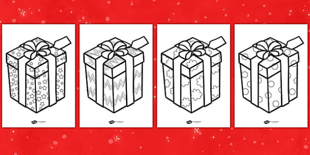 Gift box coloring template, Coloring Page