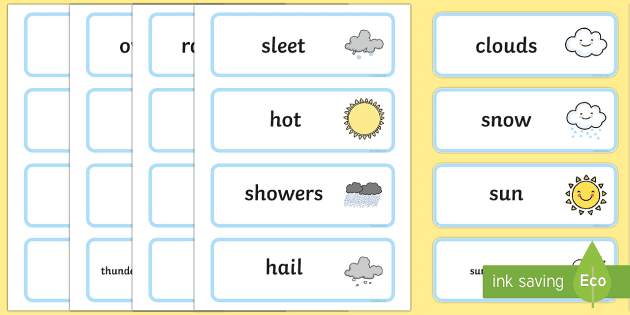 weather flashcards free printable pdf