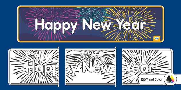 Happy New Year 2024 Banner, Classroom Resources