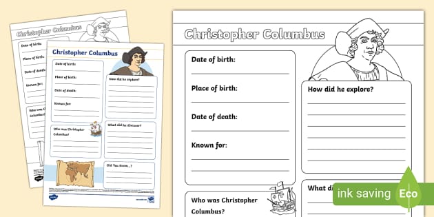 KS1 Christopher Columbus Fact File Template (Teacher-Made)