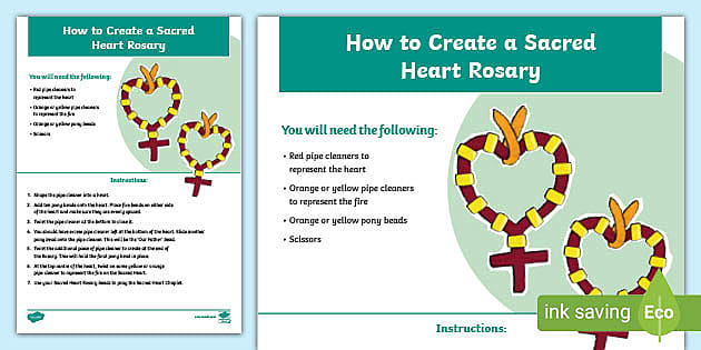 Make Your Own Rosary Sacred Heart Craft Activity - Twinkl