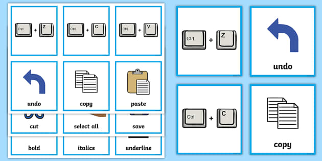 Computing Keyboard Shortcuts Matching Cards (teacher made)