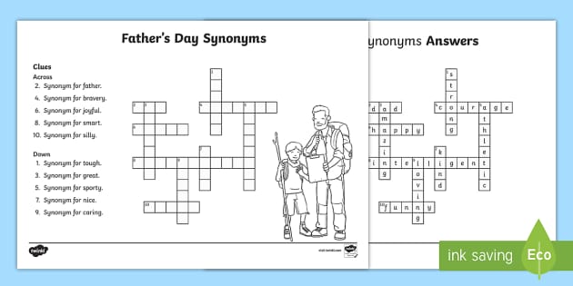 Father #39 s Day Synonym Crossword (teacher made) Twinkl