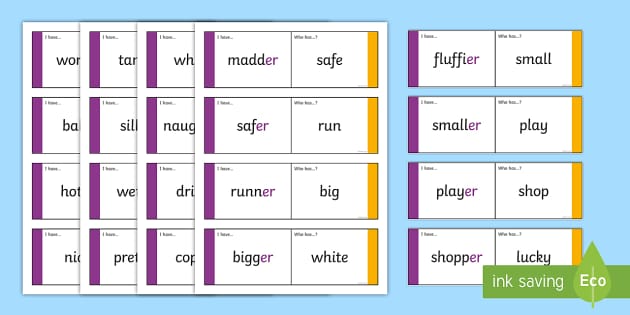 Suffix Er Spelling Words