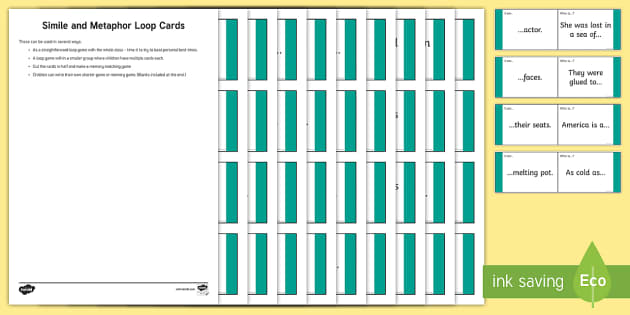 Metaphor And Simile Loop Cards (teacher Made) - Twinkl