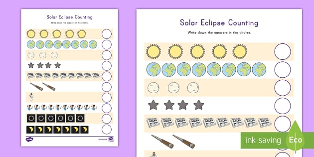 Solar Eclipse Counting Worksheet / Worksheet (teacher made)