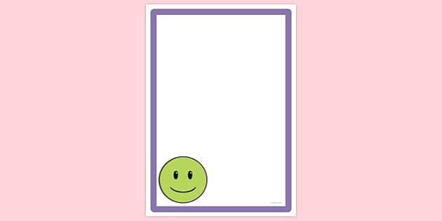 FREE Simple Blank Green Happy Face Emoji Page Border Borders