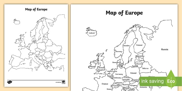 European Countries Map - Labelling Activity Worksheet