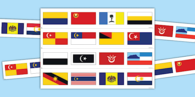 National Day Celebration Malaysian State Flags Borders