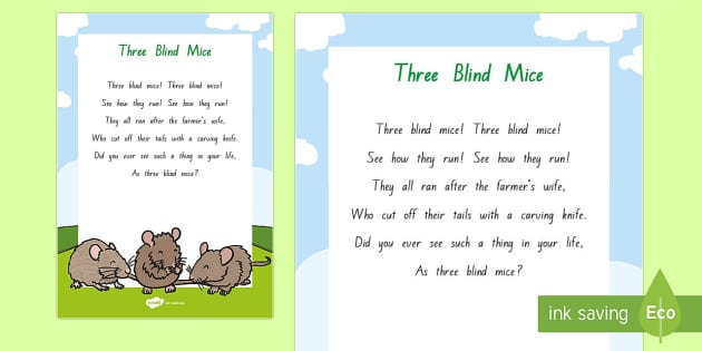 Three Blind Mice Display Poster (teacher Made) - Twinkl