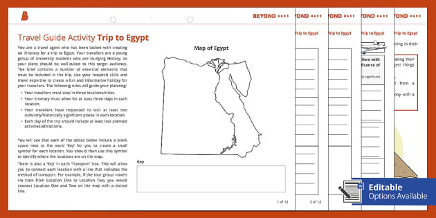 Travel Guide Activity: Trip to Egypt (teacher made) - Twinkl