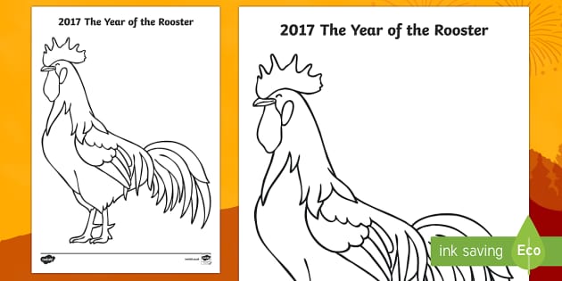 Chinese New Year 2017 The Year of the Rooster Colouring Page