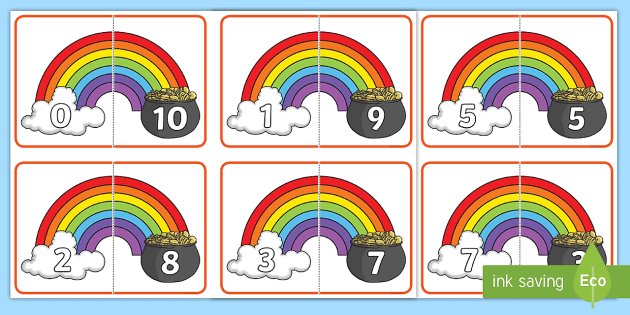 Rainbow and Pot of Gold Number Bonds to 10 (Teacher-Made)