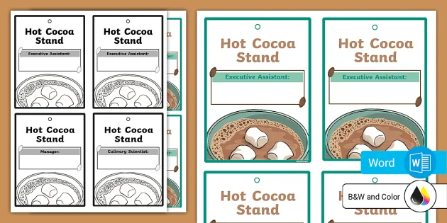 Hot Cocoa Stand Dramatic Play Labels (Teacher-Made) - Twinkl